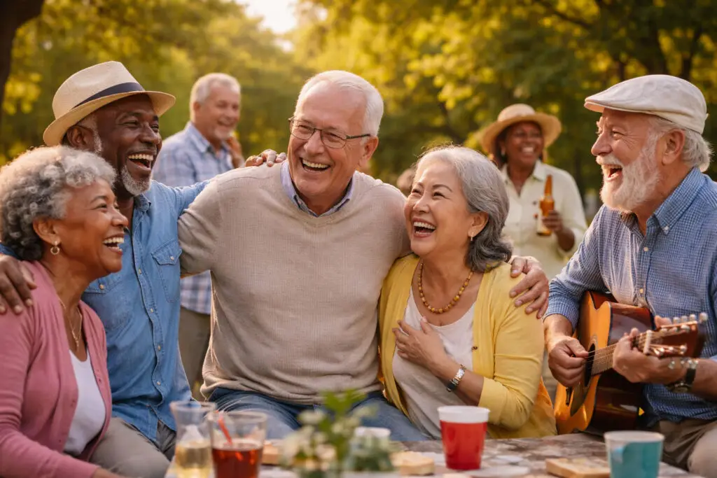 Seniors enjoying physical activity together to support mobility, connection, and mental well-being