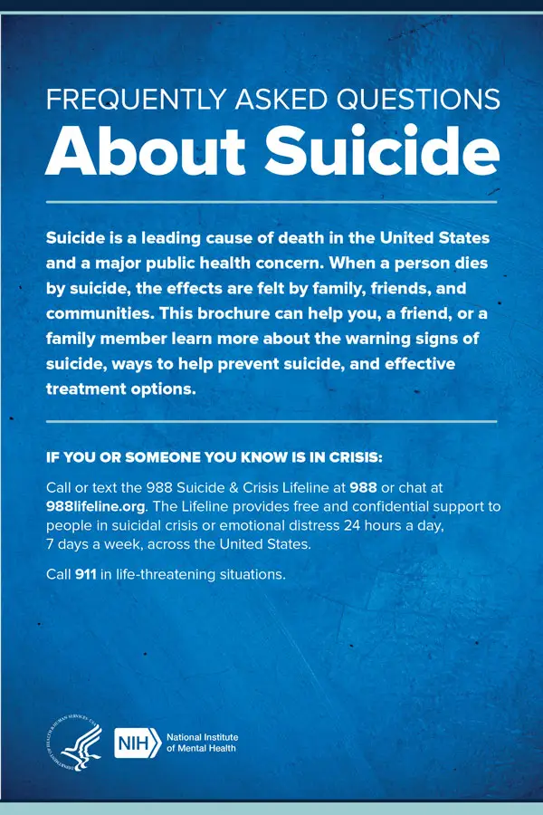 Frequently asked questions about suicide graphic providing suicide prevention education and awareness