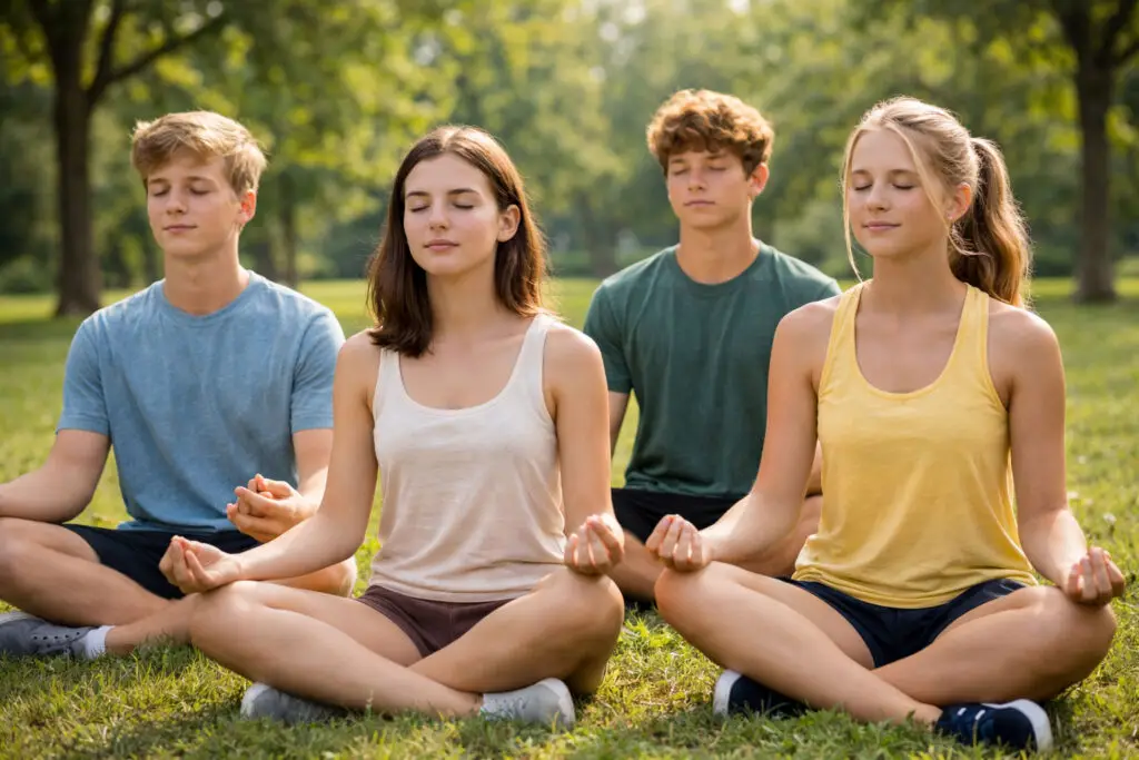 Teen taking a quiet moment outdoors to practice mindfulness, reflection, and emotional well-being