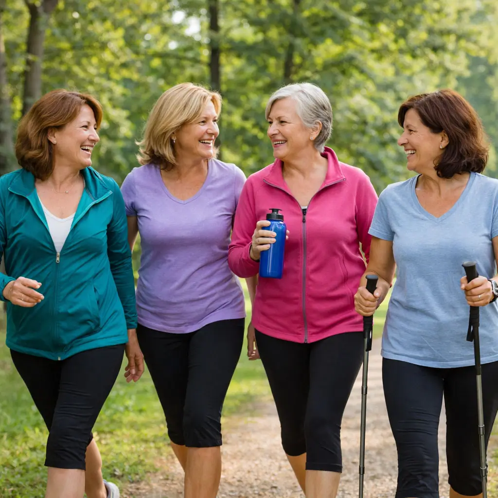 Women walking outdoors together to support physical activity, connection, and mental well-being